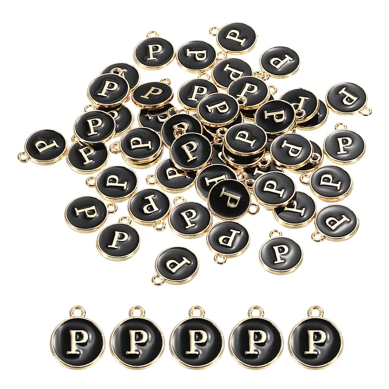 Alphabet Letter Charm Double Sided Enamel Initial Alphabet Pendant, for Necklace Bracelet Earring