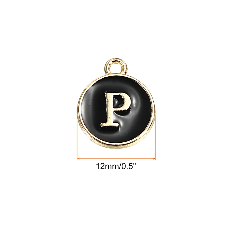 Alphabet Letter Charm Double Sided Enamel Initial Alphabet Pendant, for Necklace Bracelet Earring