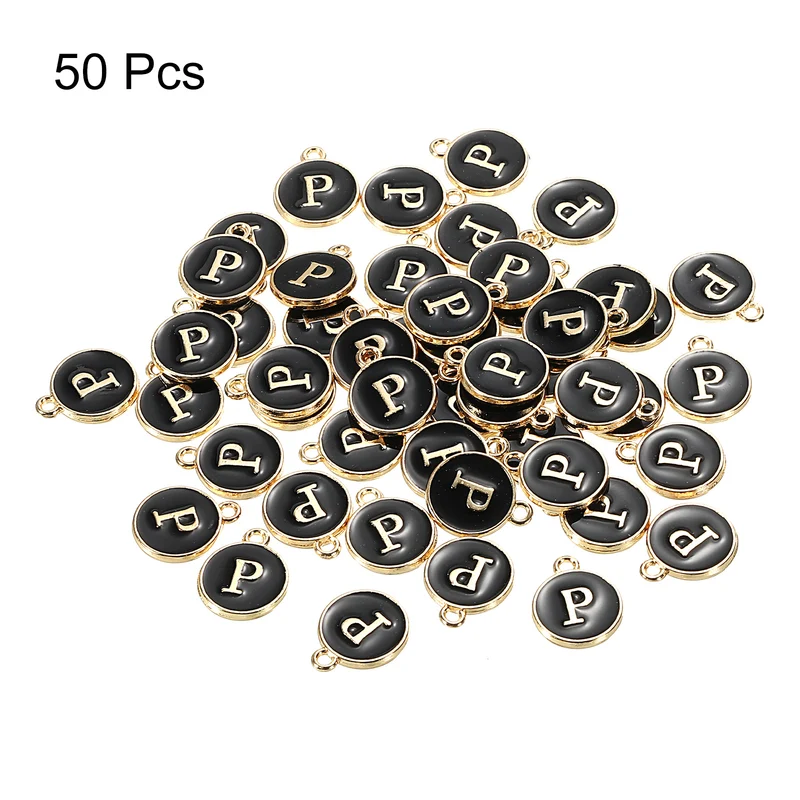 Alphabet Letter Charm Double Sided Enamel Initial Alphabet Pendant, for Necklace Bracelet Earring