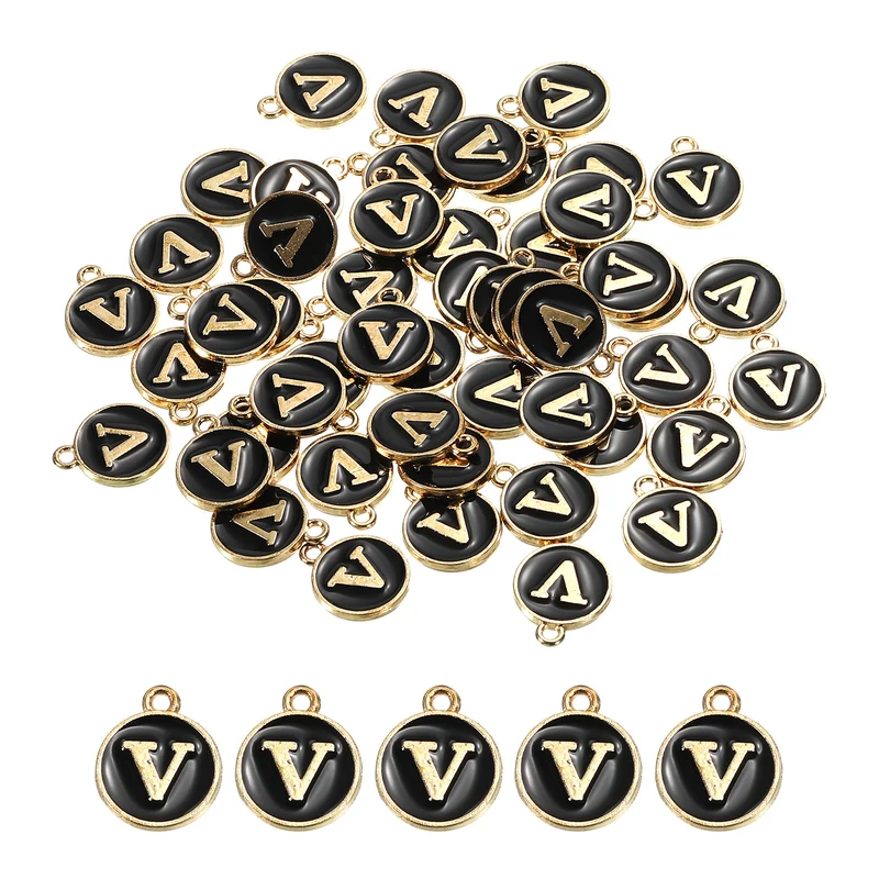 Alphabet Letter Charm Double Sided Enamel Initial Alphabet Pendant, for Necklace Bracelet Earring