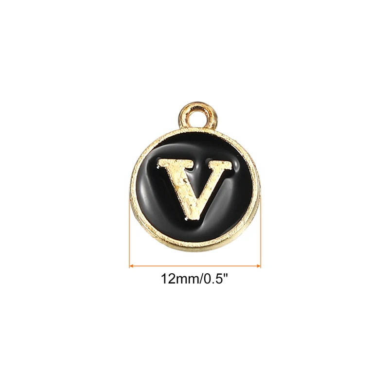 Alphabet Letter Charm Double Sided Enamel Initial Alphabet Pendant, for Necklace Bracelet Earring
