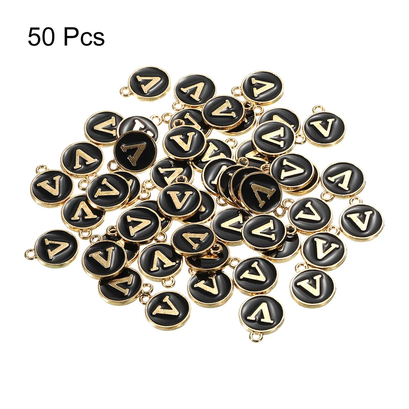 Alphabet Letter Charm Double Sided Enamel Initial Alphabet Pendant, for Necklace Bracelet Earring