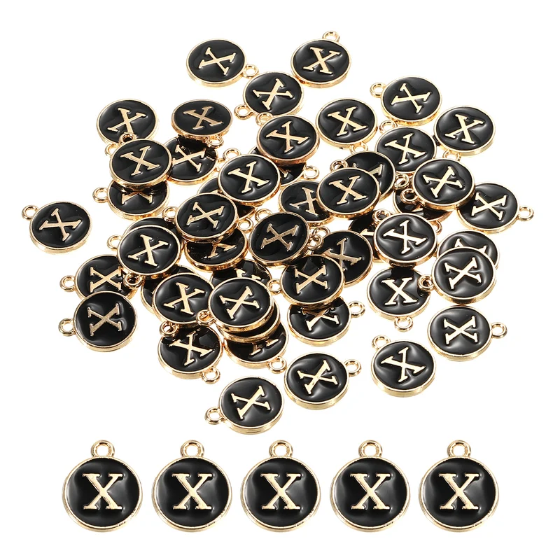 Alphabet Letter Charm Double Sided Enamel Initial Alphabet Pendant, for Necklace Bracelet Earring