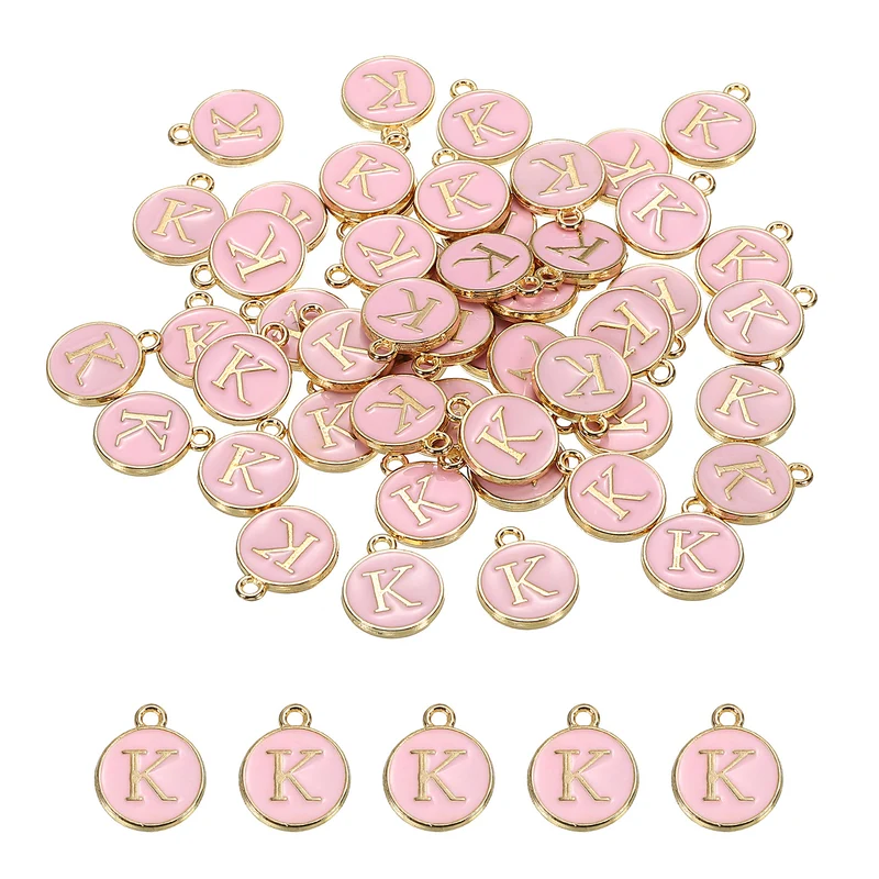 Alphabet Letter Charm Double Sided Enamel Initial Alphabet Pendant, for Bracelet Earring Jewelry Making