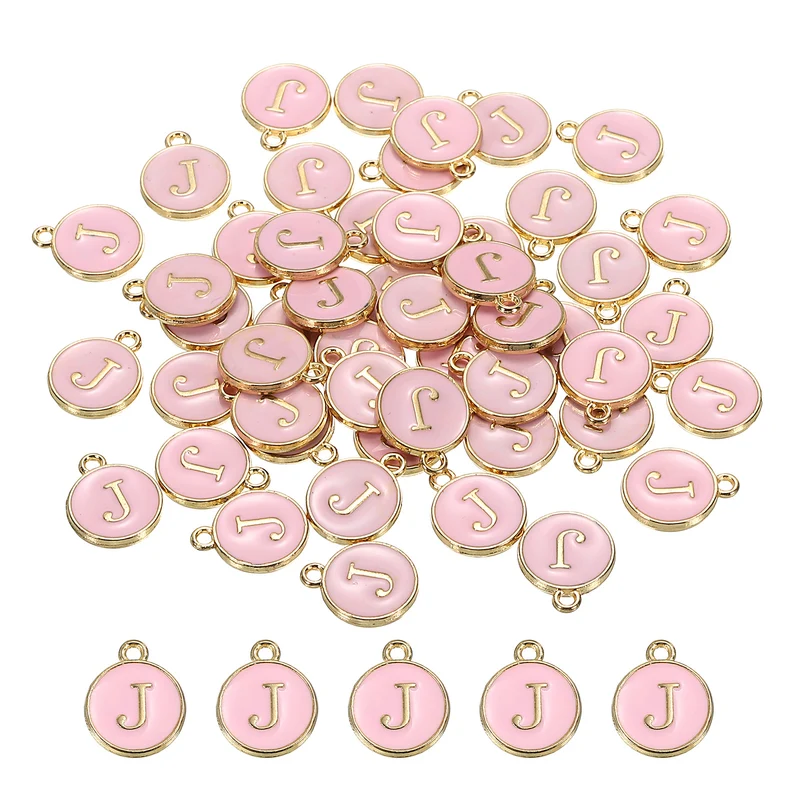 Alphabet Letter Charm Double Sided Enamel Initial Alphabet Pendant, for Bracelet Earring Jewelry Making