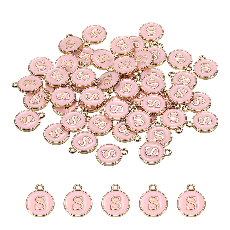 Alphabet Letter Charm Double Sided Enamel Initial Alphabet Pendant, for Bracelet Earring Jewelry Making