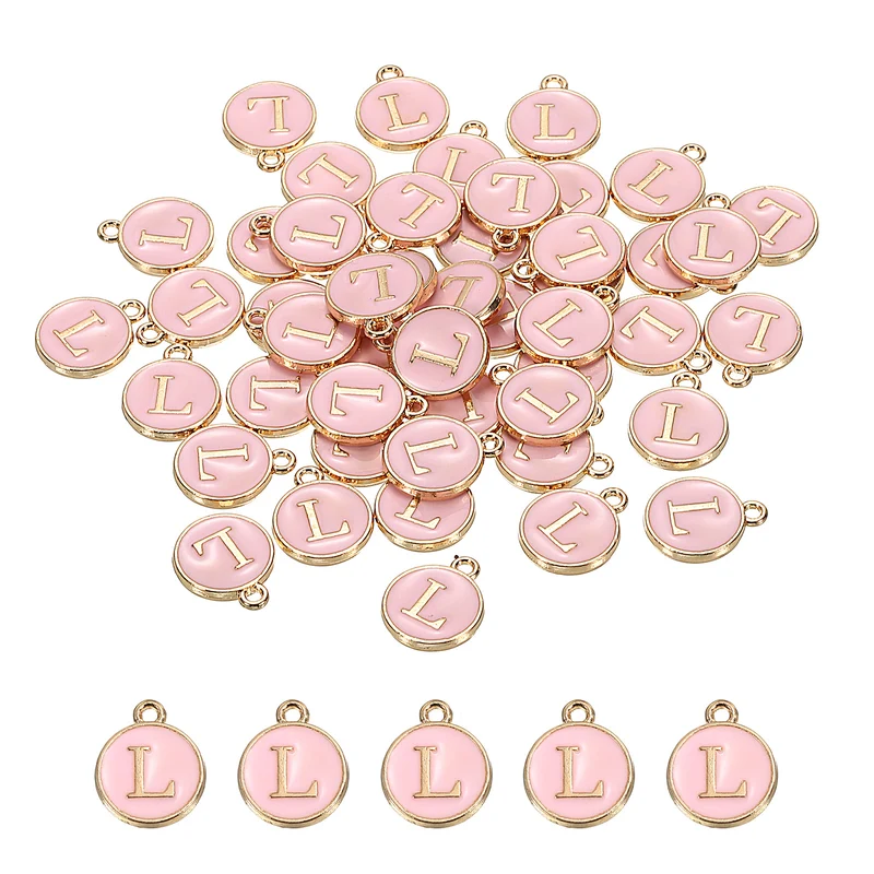 Alphabet Letter Charm Double Sided Enamel Initial Alphabet Pendant, for Bracelet Earring Jewelry Making