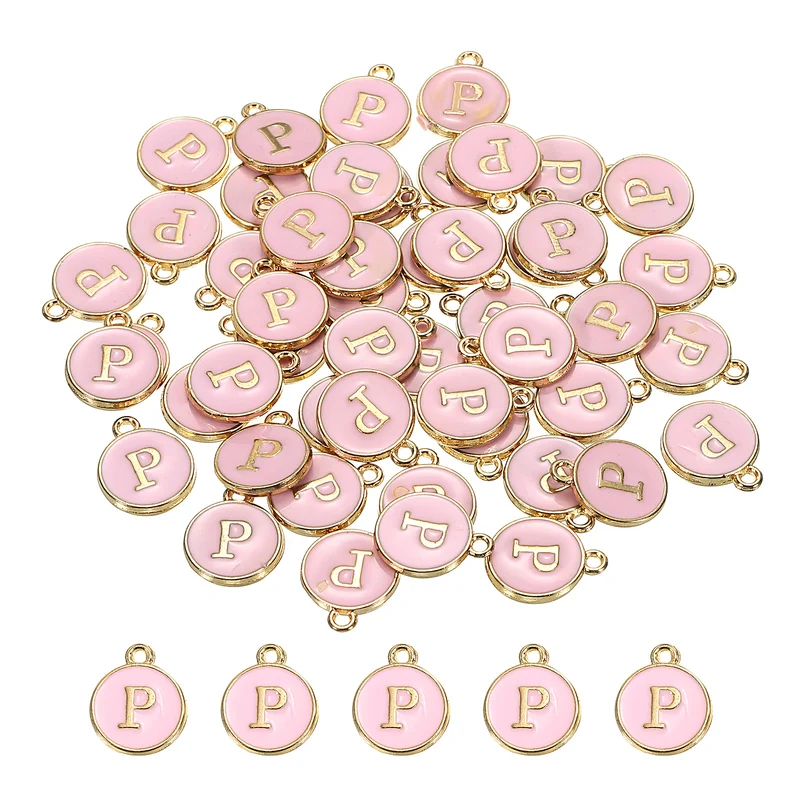 Alphabet Letter Charm Double Sided Enamel Initial Alphabet Pendant, for Bracelet Earring Jewelry Making