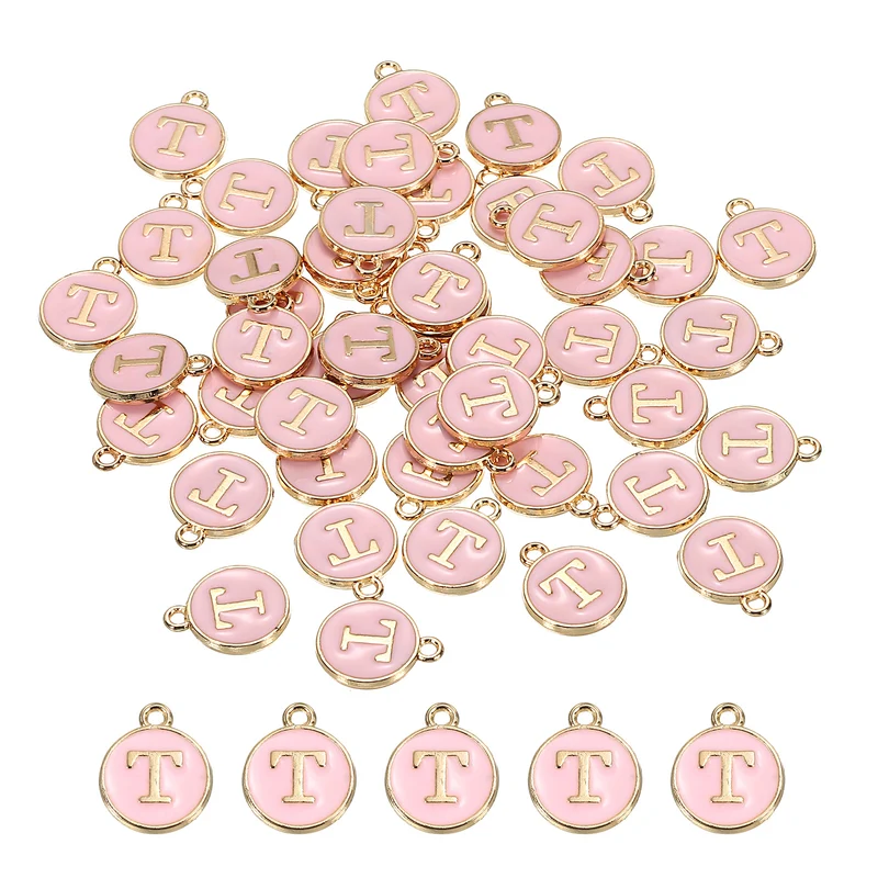 Alphabet Letter Charm Double Sided Enamel Initial Alphabet Pendant, for Bracelet Earring Jewelry Making