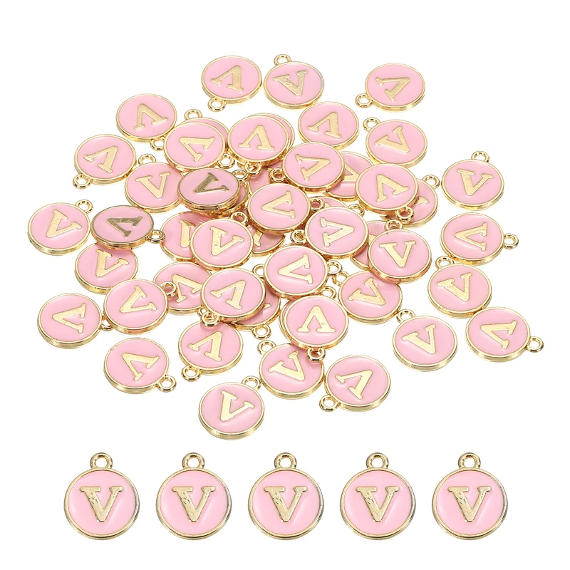 Alphabet Letter Charm Double Sided Enamel Initial Alphabet Pendant, for Bracelet Earring Jewelry Making