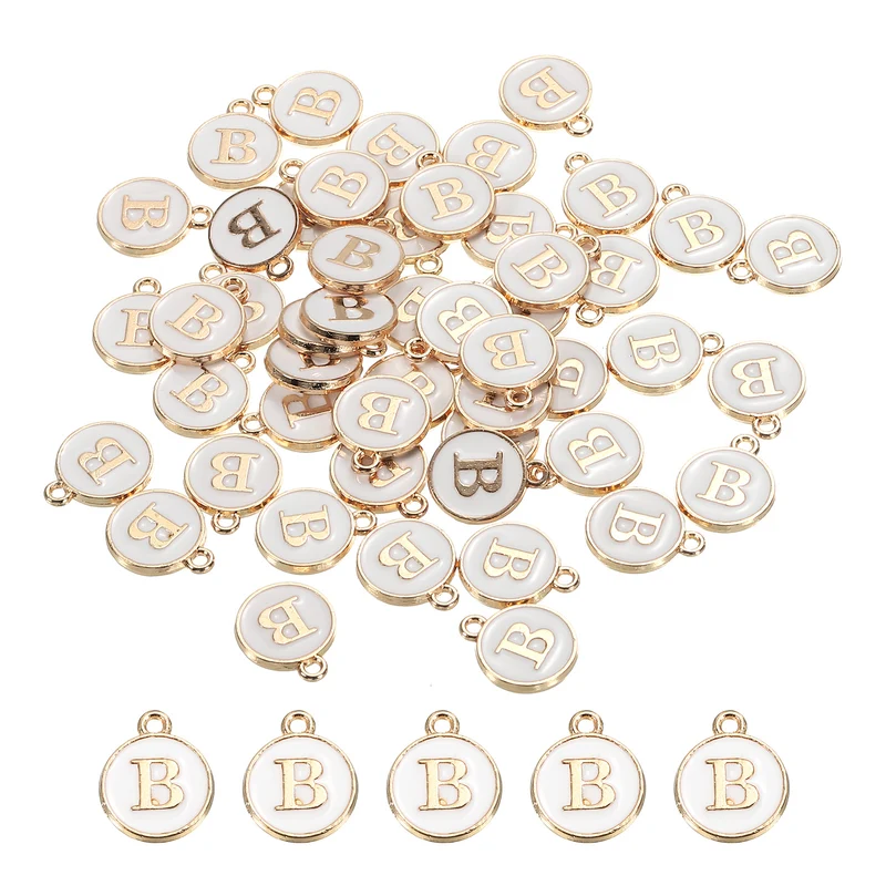 Alphabet Letter Charm Double Sided Enamel Initial Alphabet Pendant, for Necklace Bracelet Earring Jewelry Making