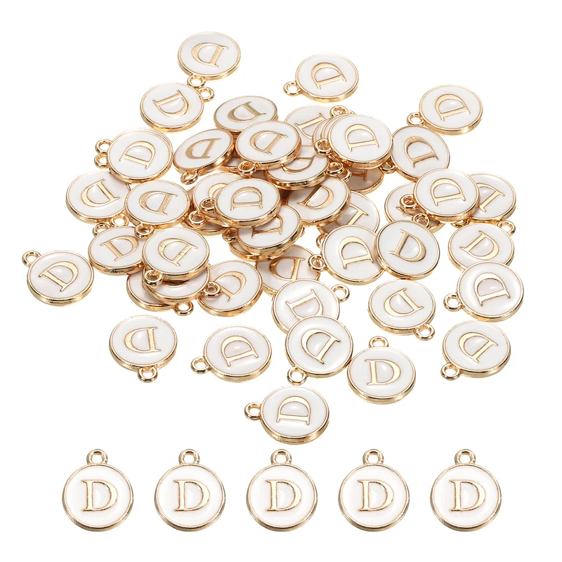 Alphabet Letter Charm Double Sided Enamel Initial Alphabet Pendant, for Necklace Bracelet Earring Jewelry Making