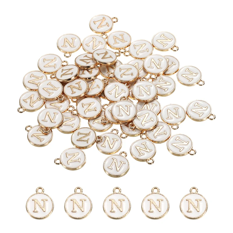 Alphabet Letter Charm Double Sided Enamel Initial Alphabet Pendant, for Necklace Bracelet Earring Jewelry Making