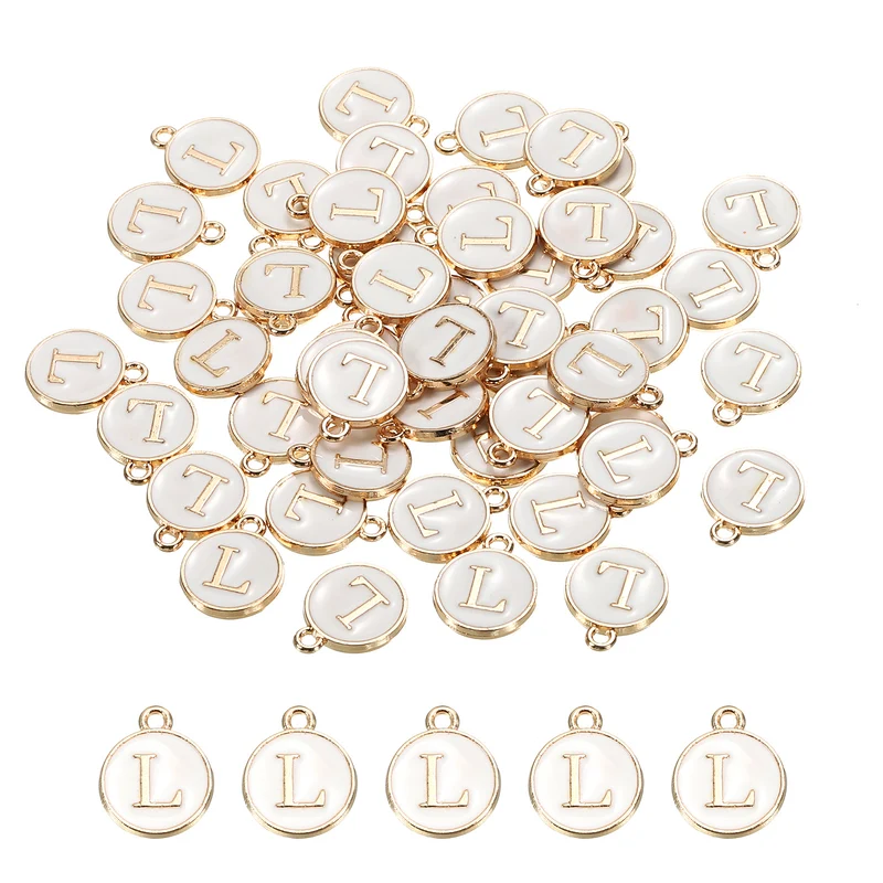 Alphabet Letter Charm Double Sided Enamel Initial Alphabet Pendant, for Necklace Bracelet Earring Jewelry Making