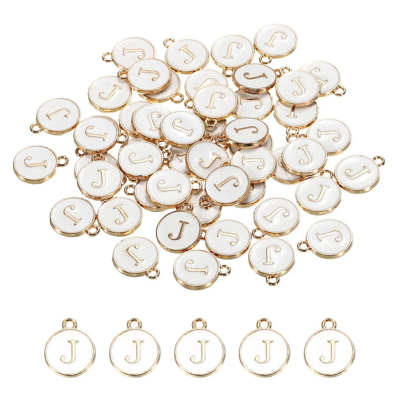 Alphabet Letter Charm Double Sided Enamel Initial Alphabet Pendant, for Necklace Bracelet Earring Jewelry Making