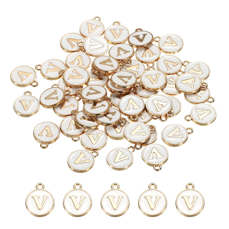 Alphabet Letter Charm Double Sided Enamel Initial Alphabet Pendant, for Necklace Bracelet Earring Jewelry Making