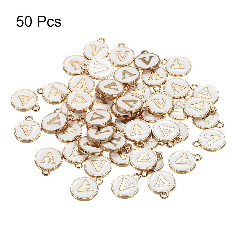 Alphabet Letter Charm Double Sided Enamel Initial Alphabet Pendant, for Necklace Bracelet Earring Jewelry Making