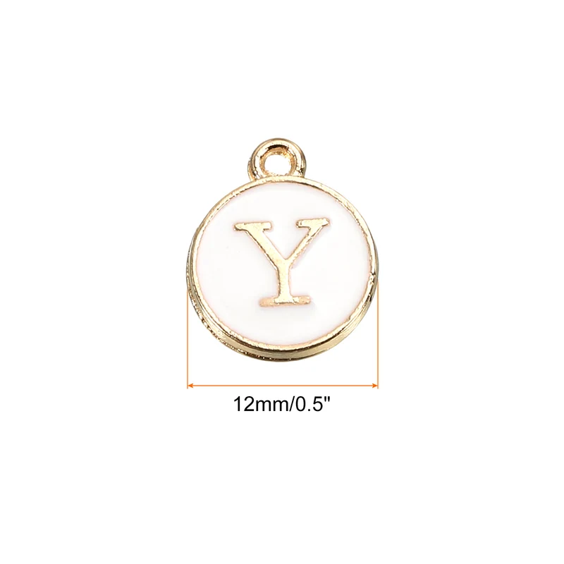 Alphabet Letter Charm Double Sided Enamel Initial Alphabet Pendant, for Necklace Bracelet Earring Jewelry Making