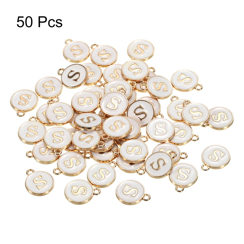 Alphabet Letter Charm Double Sided Enamel Initial Alphabet Pendant, for Necklace Bracelet Earring Jewelry Making