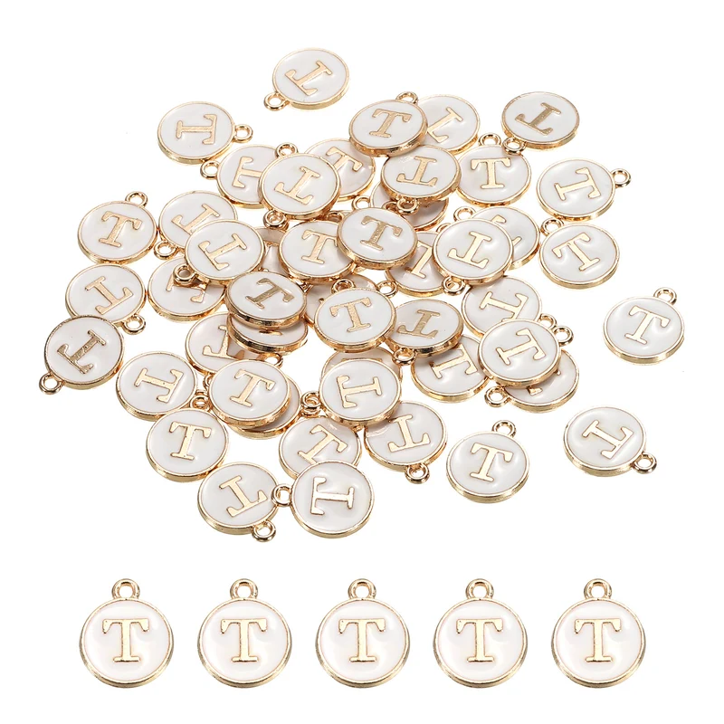 Alphabet Letter Charm Double Sided Enamel Initial Alphabet Pendant, for Necklace Bracelet Earring Jewelry Making