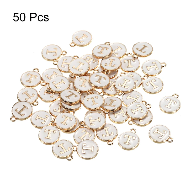 Alphabet Letter Charm Double Sided Enamel Initial Alphabet Pendant, for Necklace Bracelet Earring Jewelry Making