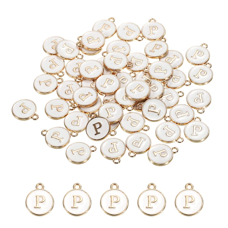 Alphabet Letter Charm Double Sided Enamel Initial Alphabet Pendant, for Necklace Bracelet Earring Jewelry Making