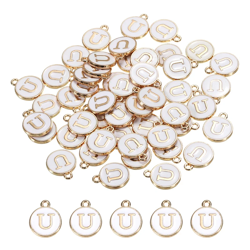 Alphabet Letter Charm Double Sided Enamel Initial Alphabet Pendant, for Necklace Bracelet Earring Jewelry Making