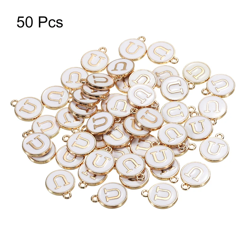 Alphabet Letter Charm Double Sided Enamel Initial Alphabet Pendant, for Necklace Bracelet Earring Jewelry Making