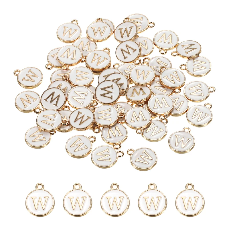 Alphabet Letter Charm Double Sided Enamel Initial Alphabet Pendant, for Necklace Bracelet Earring Jewelry Making