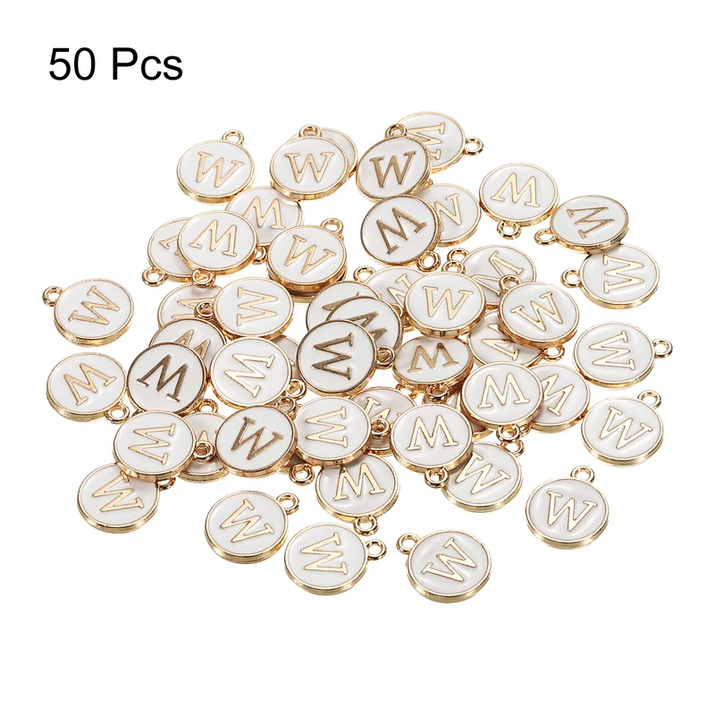 Alphabet Letter Charm Double Sided Enamel Initial Alphabet Pendant, for Necklace Bracelet Earring Jewelry Making