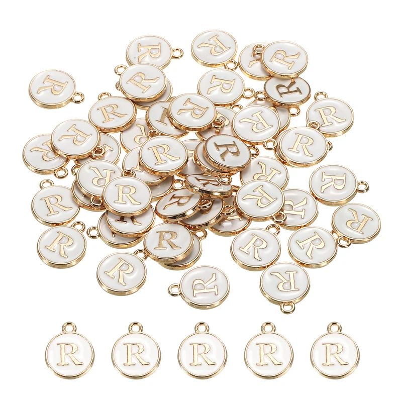 Alphabet Letter Charm Double Sided Enamel Initial Alphabet Pendant, for Necklace Bracelet Earring Jewelry Making