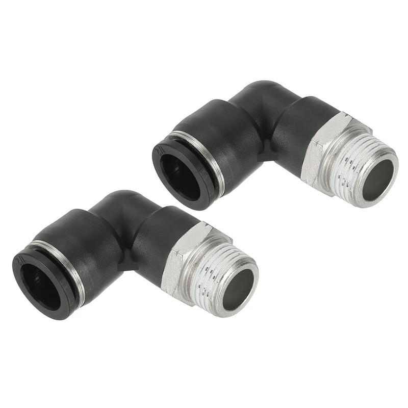 2 Pcs Male Elbow 1/2" Tube OD x 3/8" NPT Thread 90 Push to Connect Fittings