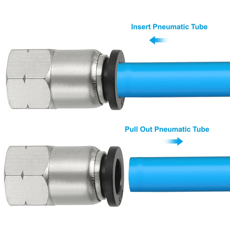 2 Pcs Female Straight 5/16" Tubing OD x 1/8" NPT Thread Push to Connect Fittings
