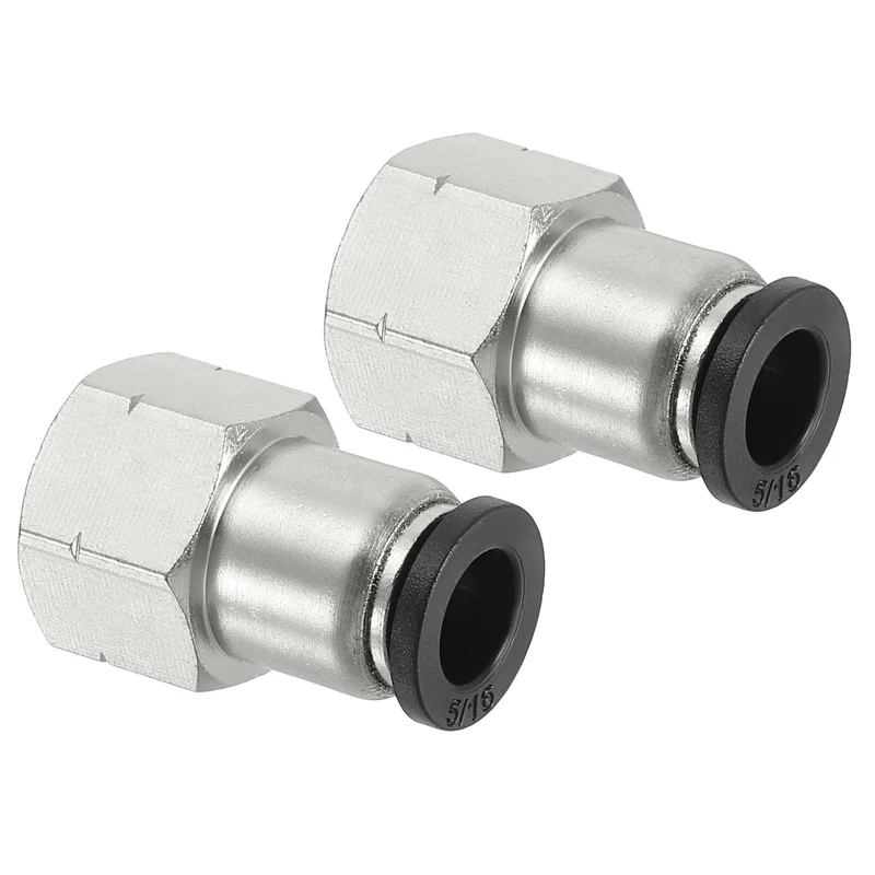 2 Pcs Female Straight 5/16" Tubing OD x 1/4" NPT Thread Push to Connect Fittings