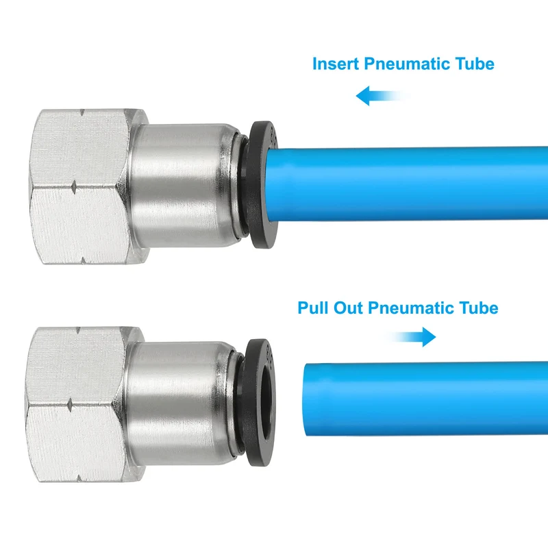 2 Pcs Female Straight 5/16" Tubing OD x 1/4" NPT Thread Push to Connect Fittings