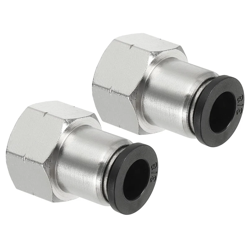 2 Pcs Female Straight 3/8" Tubing OD x 3/8" NPT Thread Push to Connect Fittings