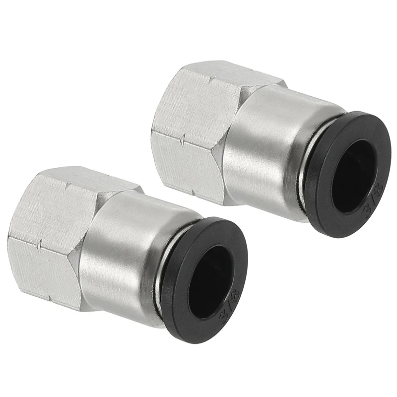 2 Pcs Female Straight 3/8" Tubing OD x 1/8" NPT Thread Push to Connect Fittings