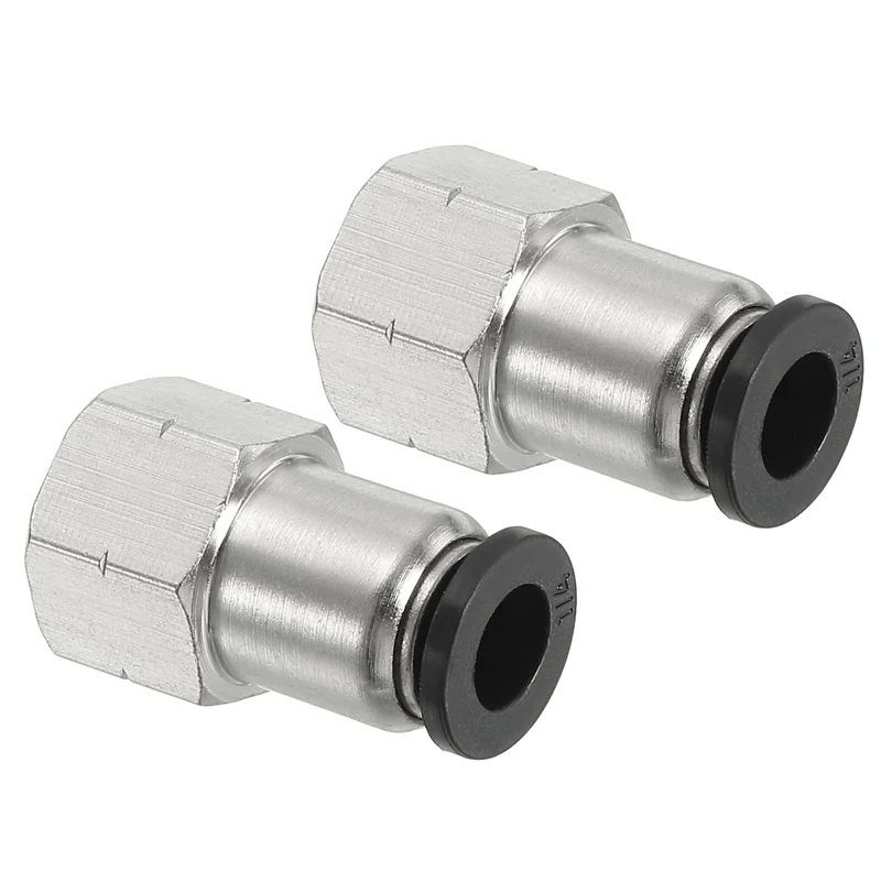 2 Pcs Female Straight 1/4" Tubing OD x 1/8" NPT Thread Push to Connect Fittings