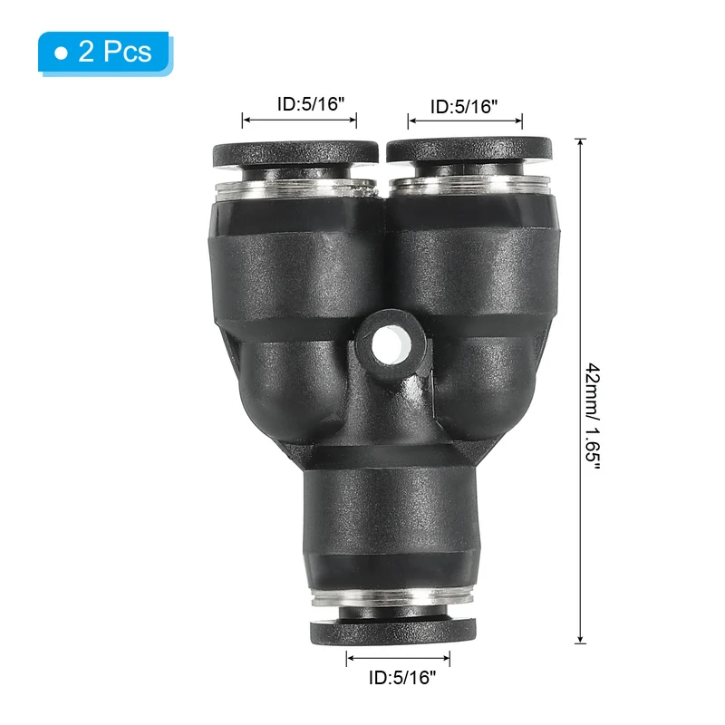 2Pcs 5/16 Inch OD Y Shape Plastic Push to Connect Fittings 3 Ways Tube Connect