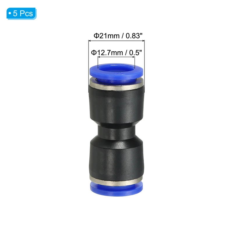 1/2 Inches Push to Connect Fitting Quick Release Pneumatic Connectors 5Pcs