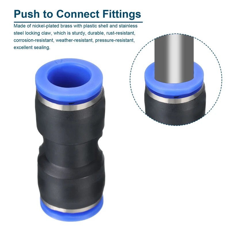 4Pcs Quick Connect Push to Connector Fitting 12mm Tube OD Black
