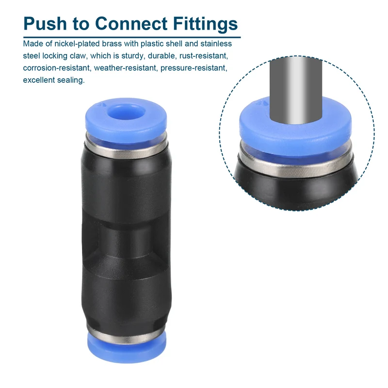 4Pcs Quick Connect Push to Connector Fitting 4mm Tube OD Black
