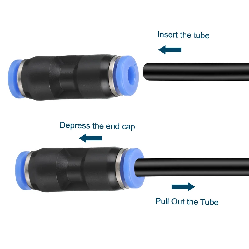 4Pcs Quick Connect Push to Connector Fitting 4mm Tube OD Black