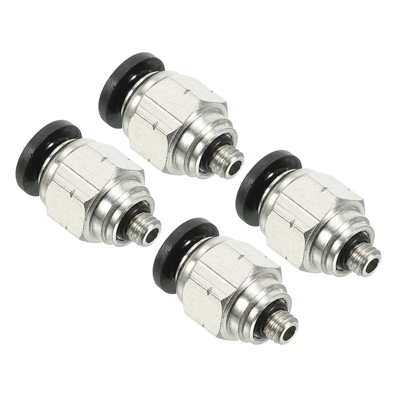 4Pcs Pneumatic Push to Connect Air Fittings 1/4" x 10-32 UNF Male Thread Silver