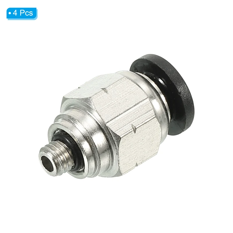4Pcs Pneumatic Push to Connect Air Fittings 1/4" x 10-32 UNF Male Thread Silver