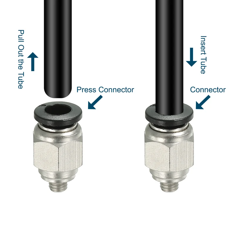 4Pcs Pneumatic Push to Connect Air Fittings 6mm x 10-32 UNF Male Thread Silver