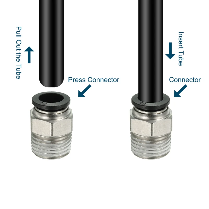2Pcs Pneumatic Push to Connect Air Fittings 12mm x 1/2" NPT Male Thread Silver
