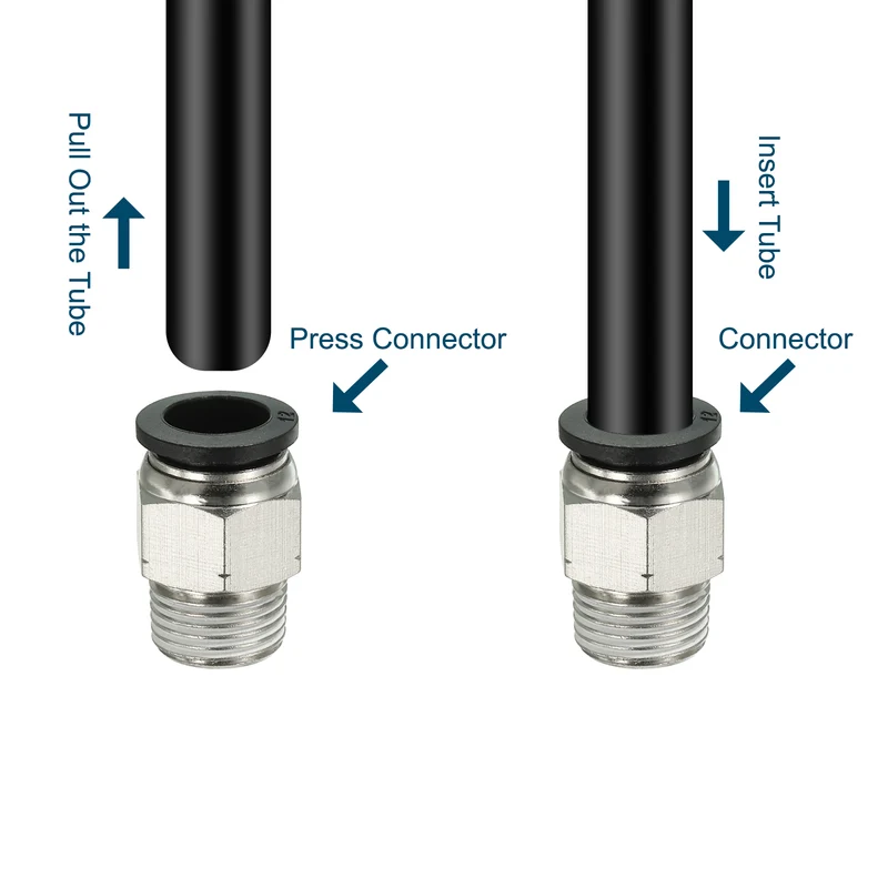 2Pcs Pneumatic Push to Connect Air Fittings 12mm x 3/8" NPT Male Thread Silver