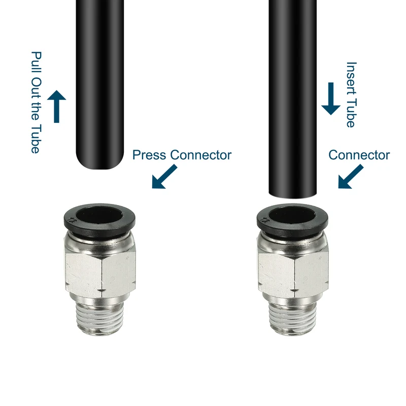 4Pcs Pneumatic Push to Connect Air Fittings 12mm x 1/4" NPT Male Thread Silver