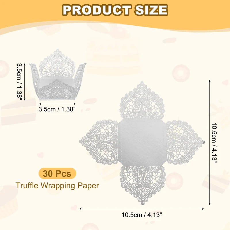 30PCS 4.1 Inch Truffle Wrappers for Wedding Birthday, Silver